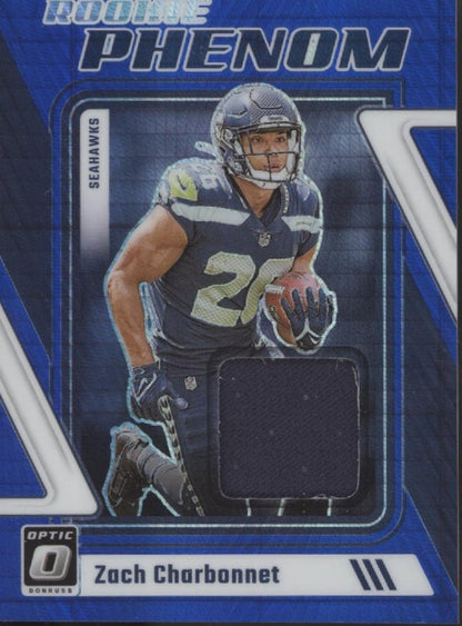 Zach Charbonnet 2023 Donruss Optic Rookie Phenom Blue Prism Prizm Swatch RC - Collector Store LLC