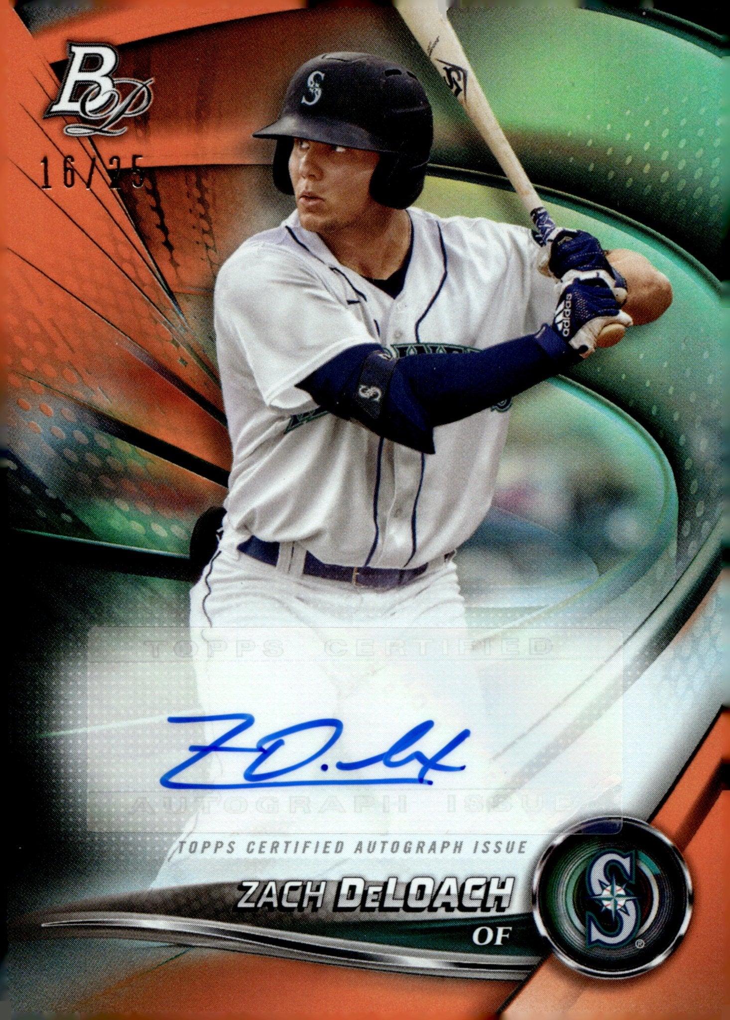 Zach DeLoach 2022 Bowman Platinum Orange Foil Auto 16/25 #TOP - 41 - Collector Store LLC