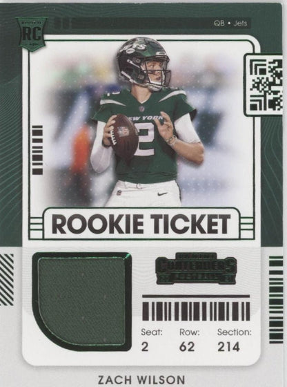 Zach Wilson 2021 Panini Contenders Rookie Ticket Swatch RC #RTS - ZWI - Collector Store LLC