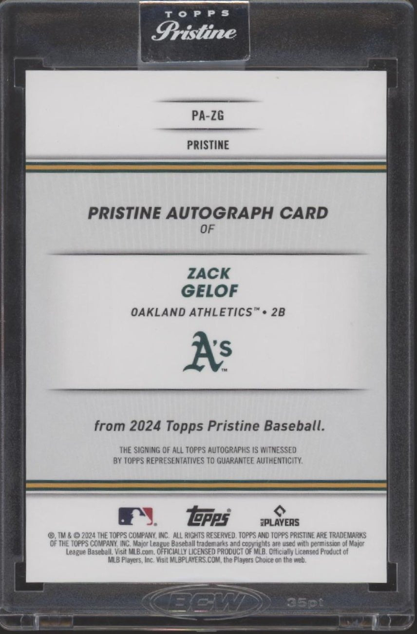 Zack Gelof 2024 Topps Pristine Green Pulsar Refractor RC Auto 113/150 #PA - ZG - Collector Store LLC