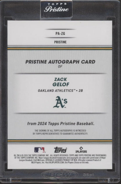 Zack Gelof 2024 Topps Pristine Green Pulsar Refractor RC Auto 113/150 #PA - ZG - Collector Store LLC