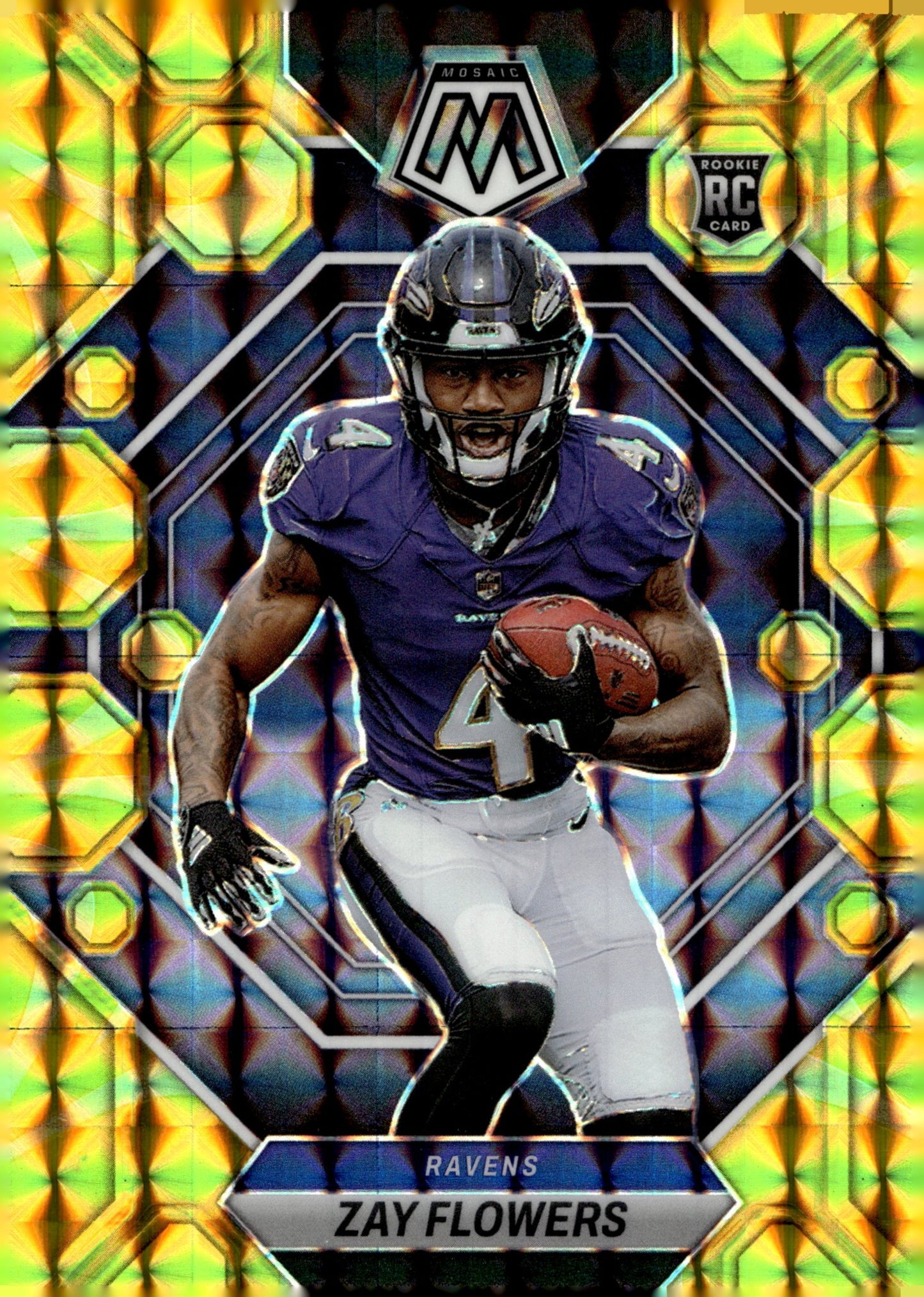 Zay Flowers 2023 Panini Mosaic Gold Prizm RC #380 - Collector Store LLC